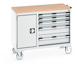 Bott MobileIndustrial Tool Storage Trolleys 1050mm x 525mm Bott Cubio Mobile Cabinet with MPX Top - 5 Drawers & 1 Cupbd